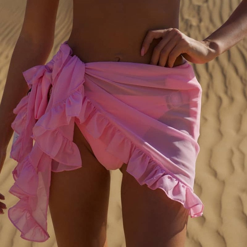 Boho Mesh Mini Ruffle Skirt Cover Up - Top Boho