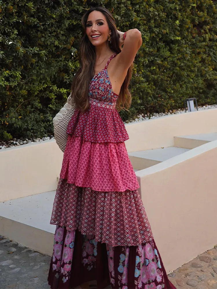 Boho Chic Layered Maxi Dress