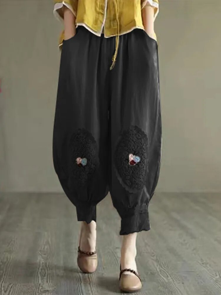 Boho Chic Embroidered Harem Pants - Top Boho