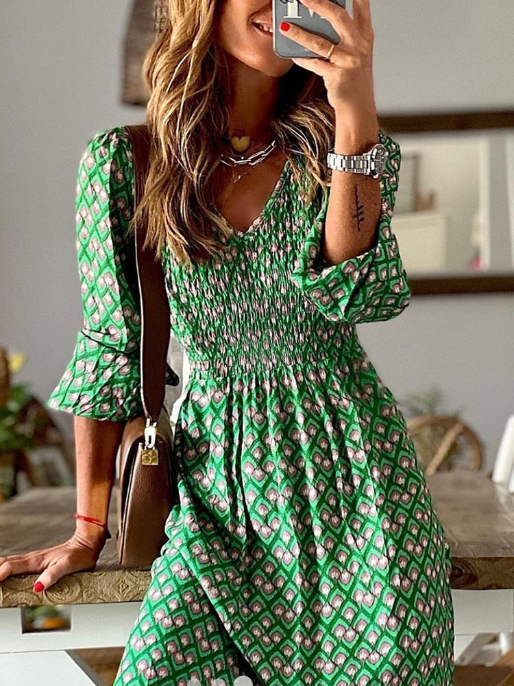 Bohemian Elegant Ruffle Maxi Dress