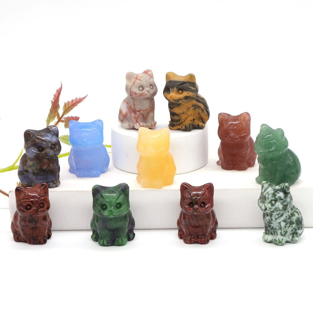 Healing Cat Crystal Stone Statue - Top Boho