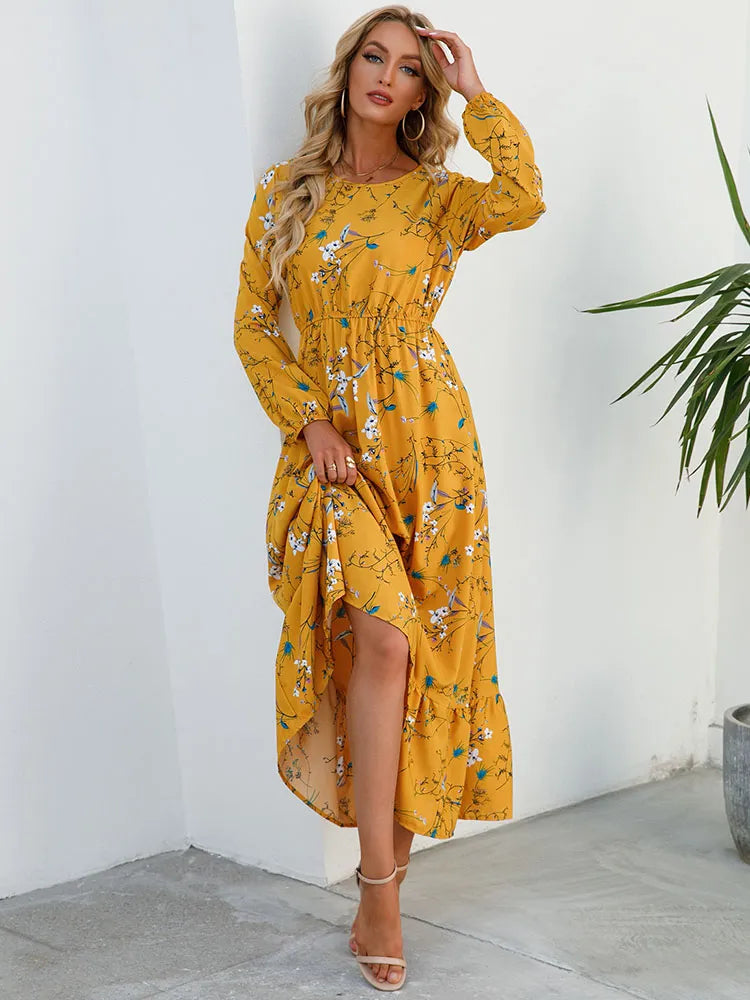 Bohemian Elegant Floral Printed Dress - Top Boho