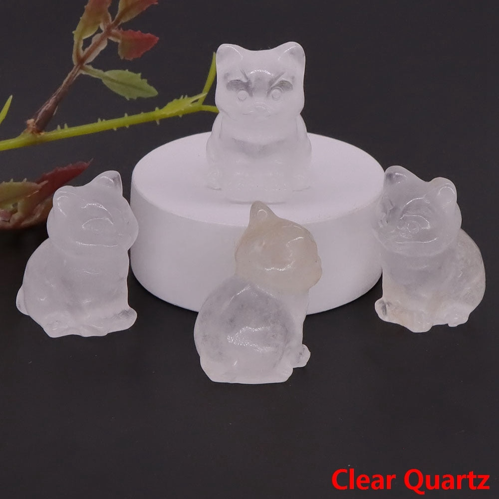 Healing Cat Crystal Stone Statue - Top Boho