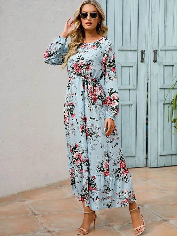 Bohemian Elegant Floral Printed Dress - Top Boho