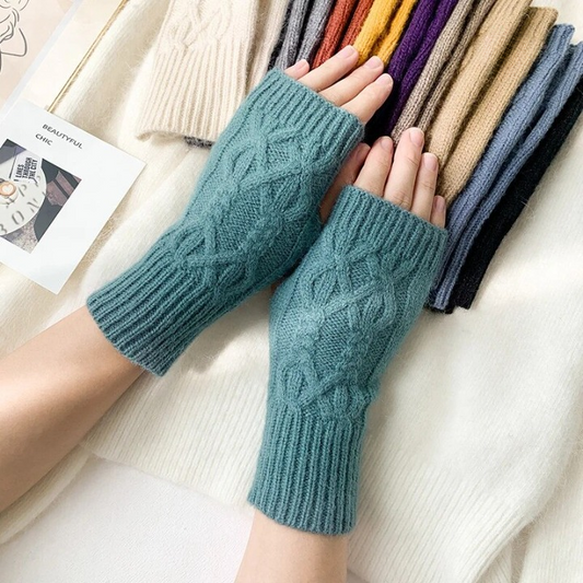 Boho Fingerless Patterned Knitted Gloves - Top Boho