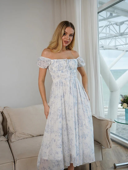 Boho Chic Floral White Maxi Dress