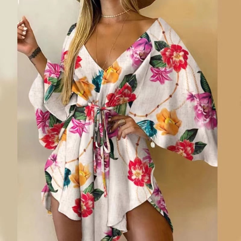 Elegant Bohemian Lace-up Loose Dress - Top Boho