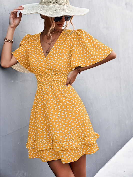 Boho Chic Lotus Leaf Sleeve Dress - Top Boho