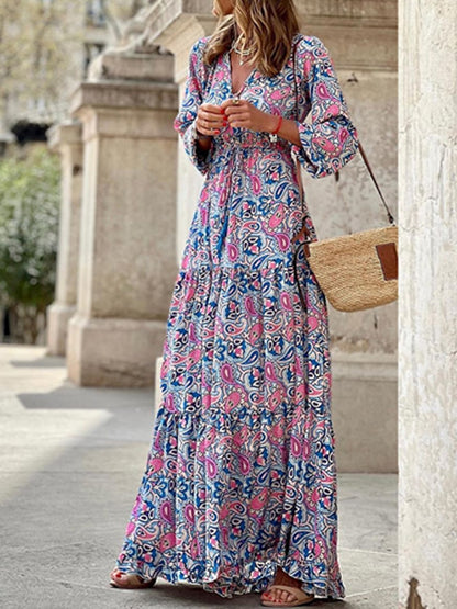 Bohemian Elegant Ruffle Maxi Dress