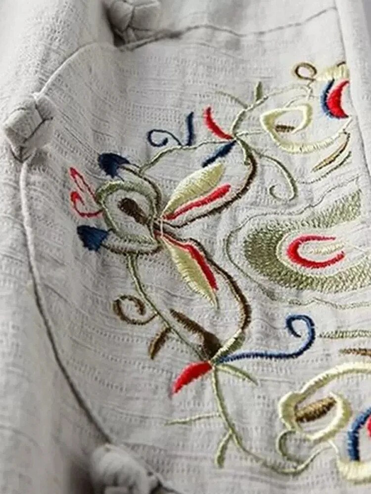 Boho Flower Embroidery Loose Pants - Top Boho