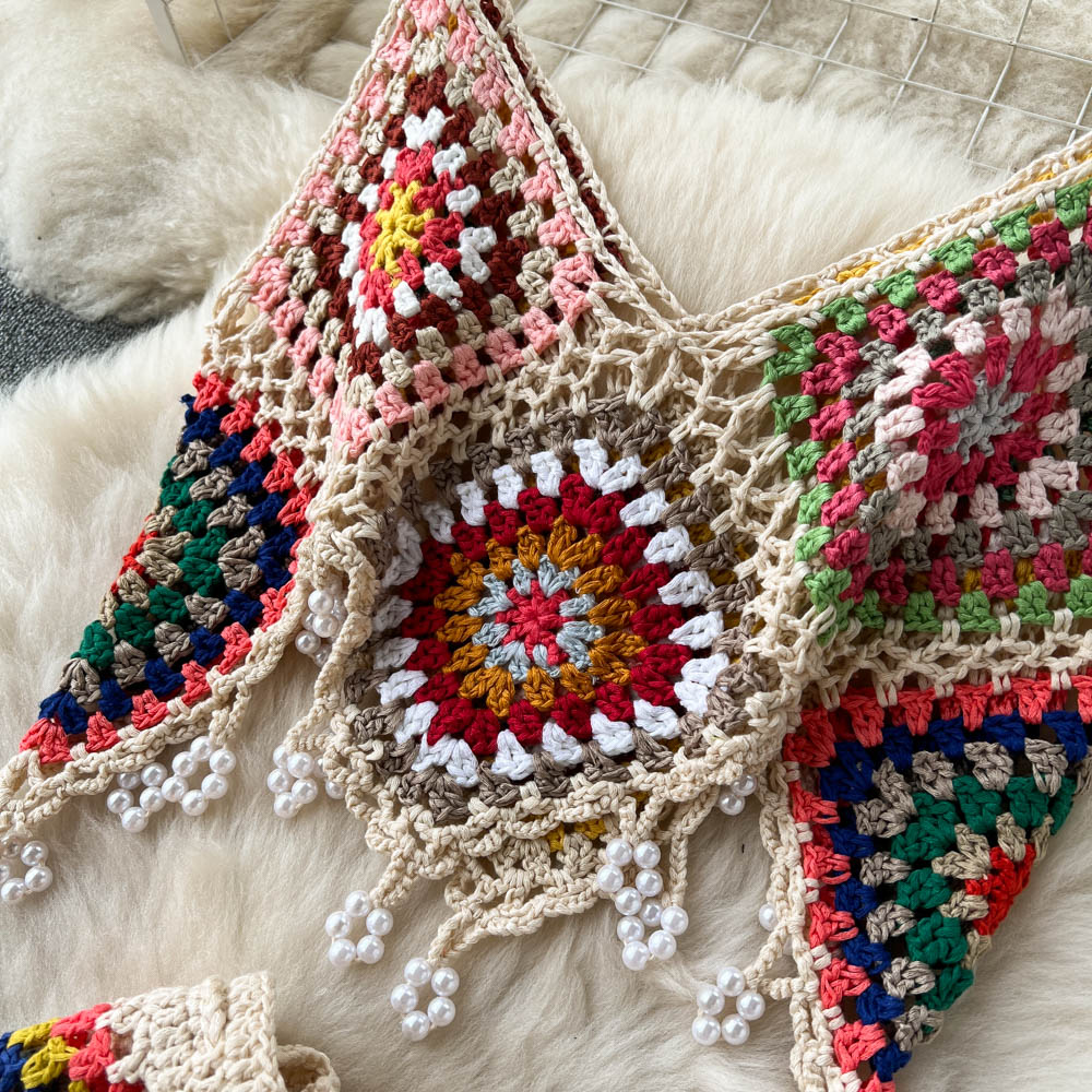 Bohemian Knitted Crochet and Skirt Set - Top Boho