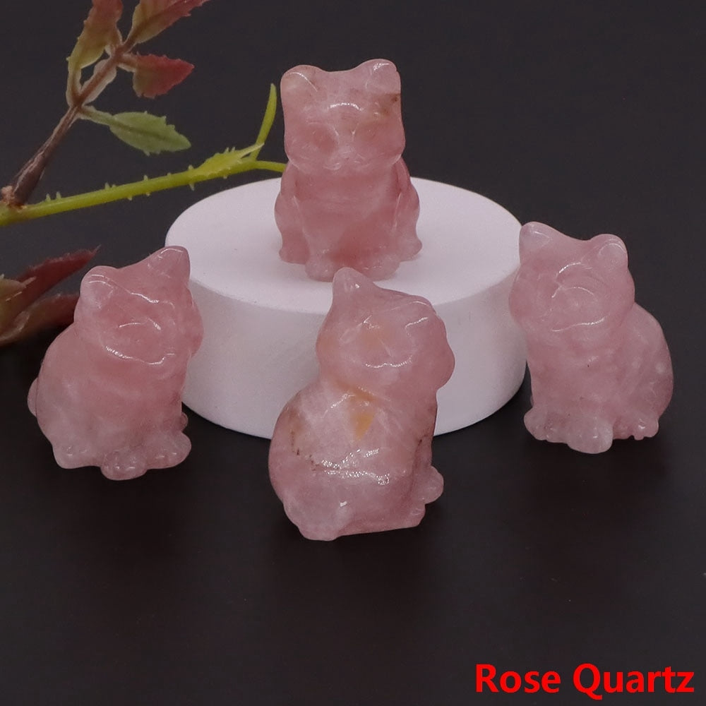 Healing Cat Crystal Stone Statue - Top Boho