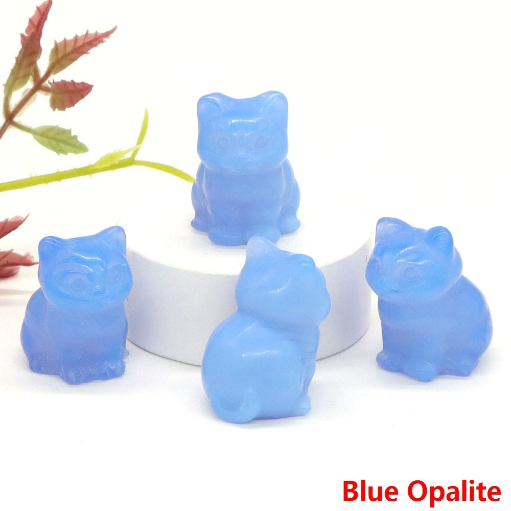 Healing Cat Crystal Stone Statue - Top Boho
