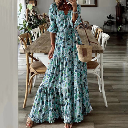 Bohemian Elegant Ruffle Maxi Dress