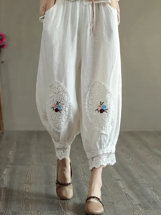 Boho Chic Embroidered Harem Pants - Top Boho
