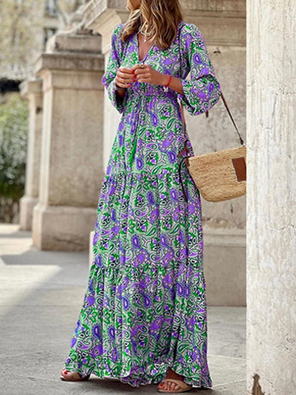 Bohemian Elegant Ruffle Maxi Dress