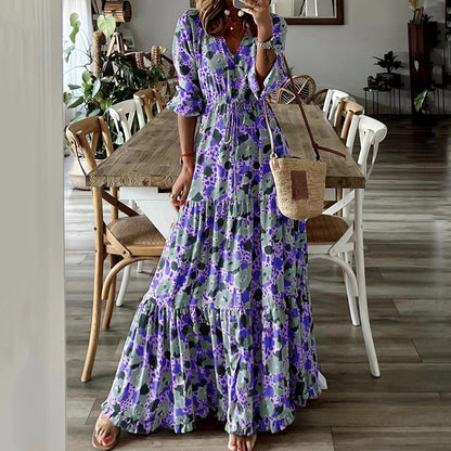 Bohemian Elegant Ruffle Maxi Dress