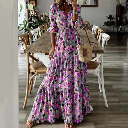 Bohemian Elegant Ruffle Maxi Dress
