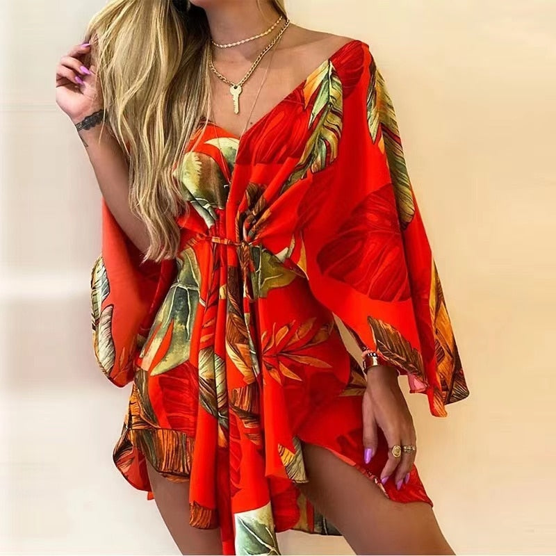 Elegant Bohemian Lace-up Loose Dress - Top Boho