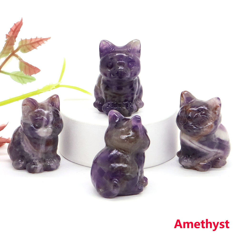 Healing Cat Crystal Stone Statue - Top Boho