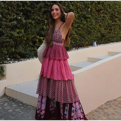 Boho Chic Layered Maxi Dress