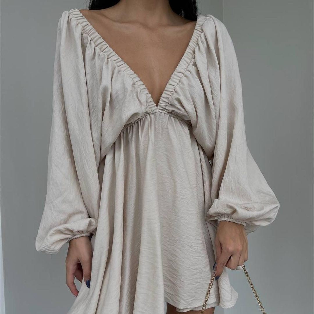 Bohemian Low Cut Loose V-Neck Dress - Top Boho