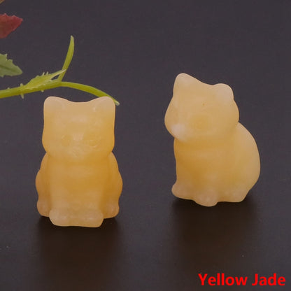 Healing Cat Crystal Stone Statue - Top Boho