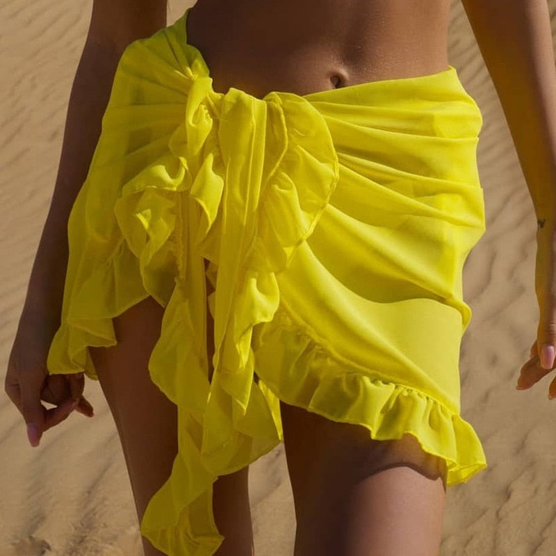 Boho Mesh Mini Ruffle Skirt Cover Up - Top Boho