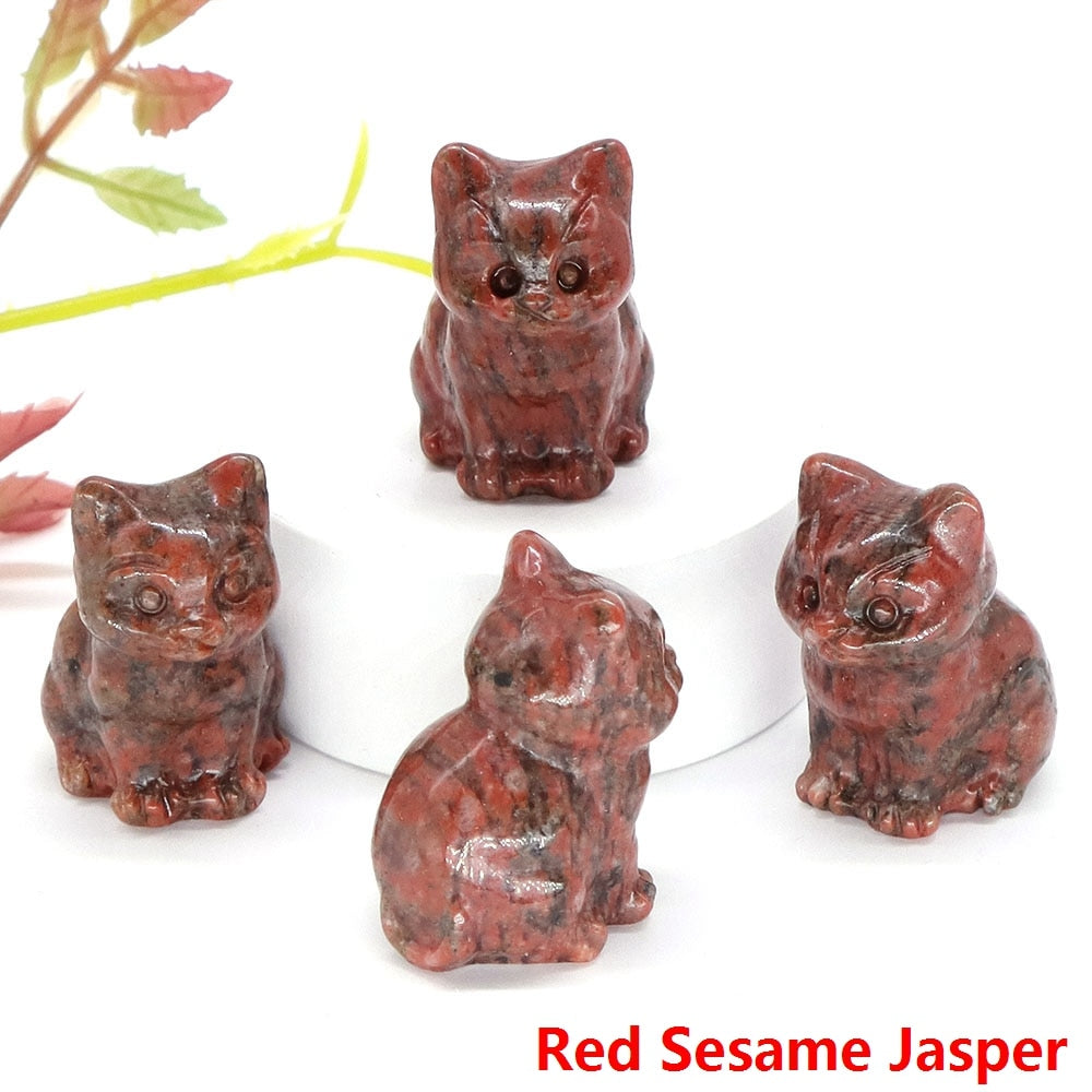 Healing Cat Crystal Stone Statue - Top Boho