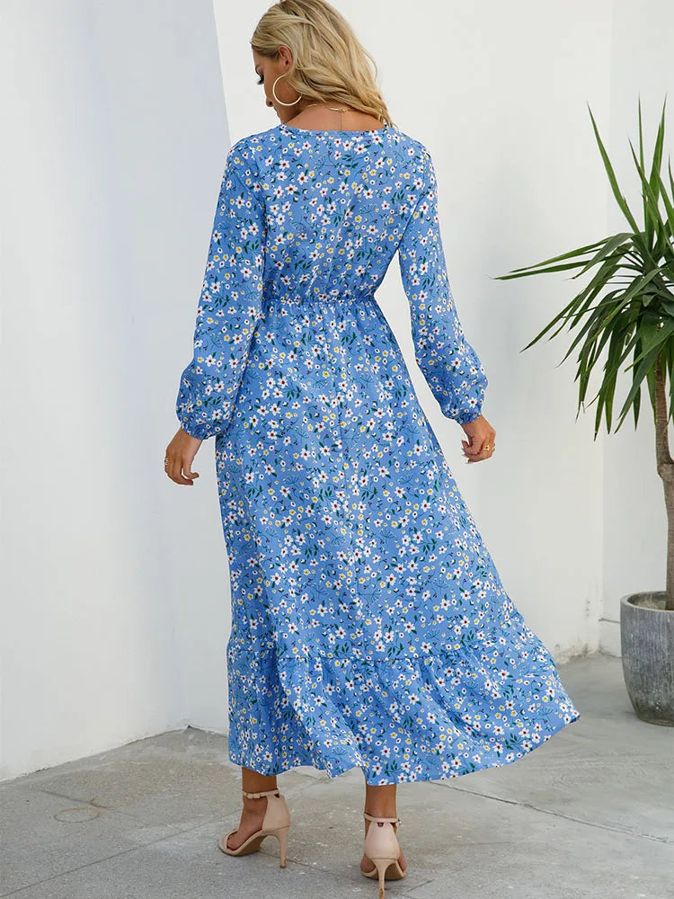 Bohemian Elegant Floral Printed Dress - Top Boho