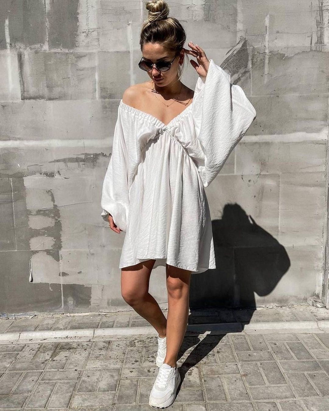 Bohemian Low Cut Loose V-Neck Dress - Top Boho