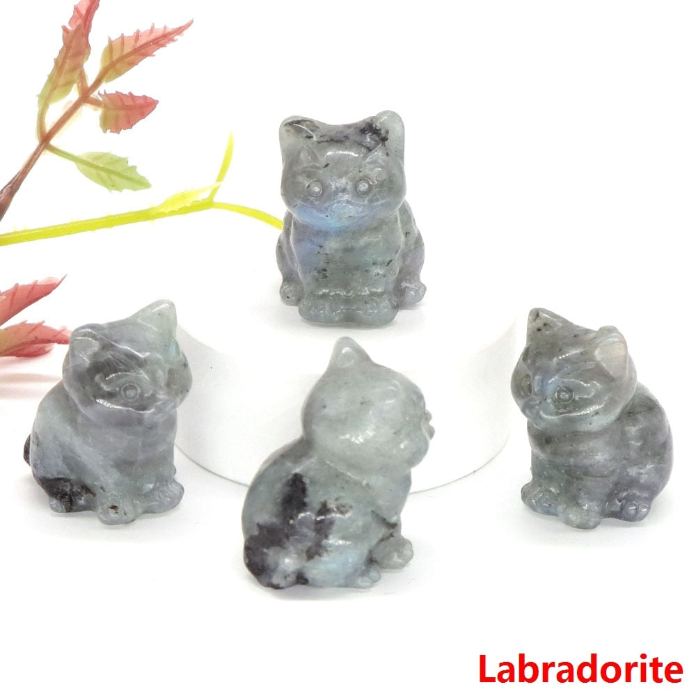 Healing Cat Crystal Stone Statue - Top Boho