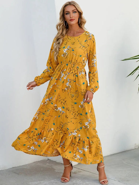 Bohemian Elegant Floral Printed Dress - Top Boho