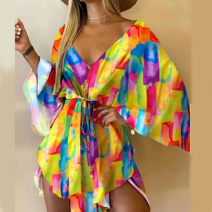 Elegant Bohemian Lace-up Loose Dress - Top Boho