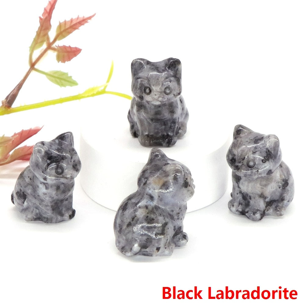 Healing Cat Crystal Stone Statue - Top Boho