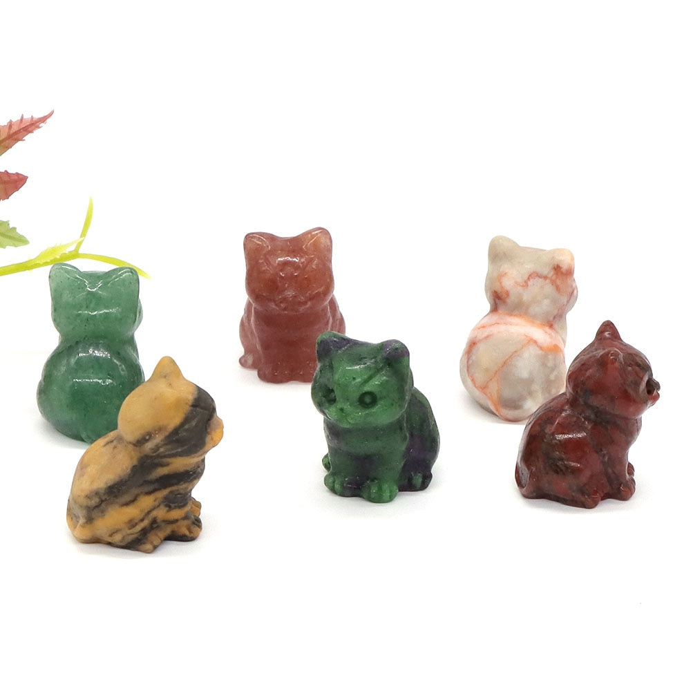 Healing Cat Crystal Stone Statue - Top Boho