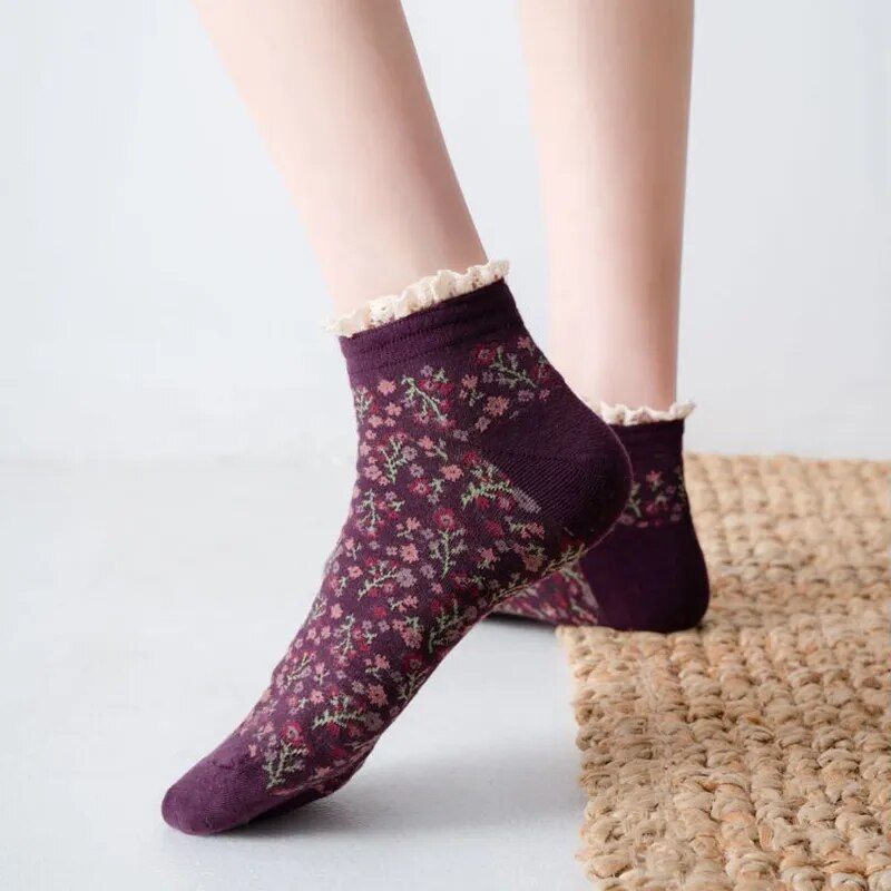 Vintage Boho Lace Floral Socks - Top Boho