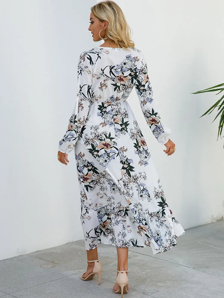 Bohemian Elegant Floral Printed Dress - Top Boho