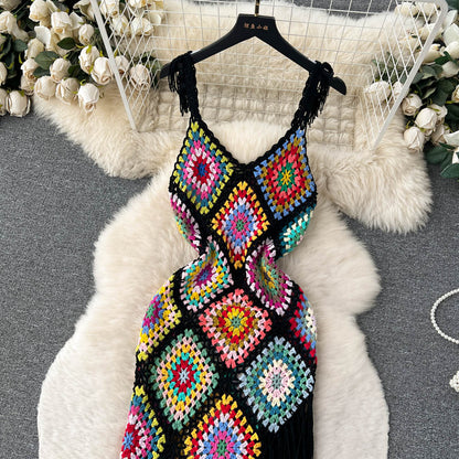 Boho Chic Knitted Long Dress - Top Boho