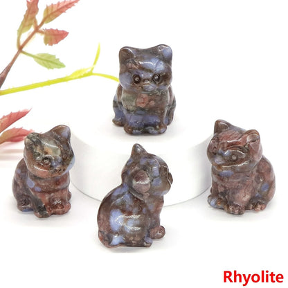 Healing Cat Crystal Stone Statue - Top Boho