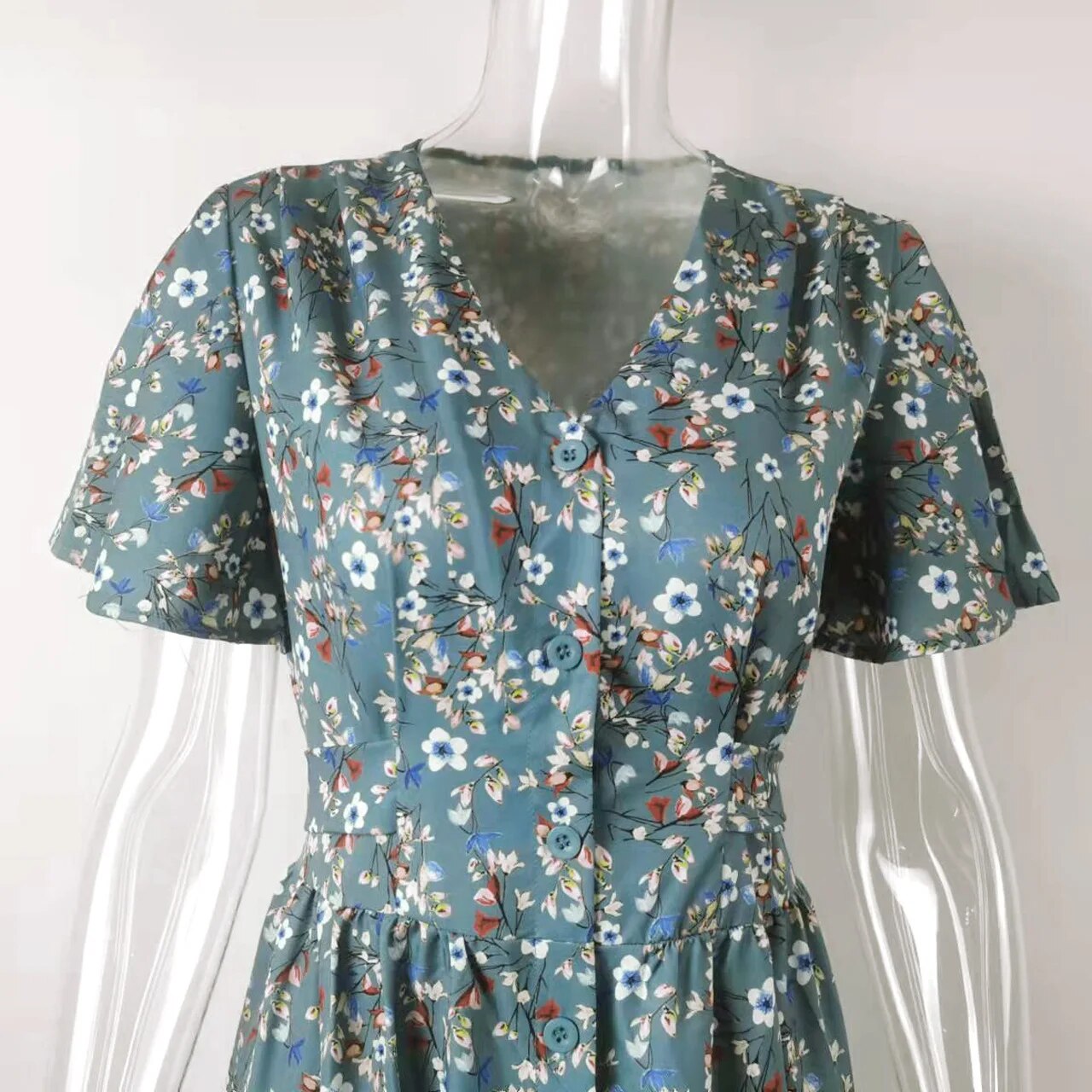 Bohemian Floral Flare Sleeve Dress