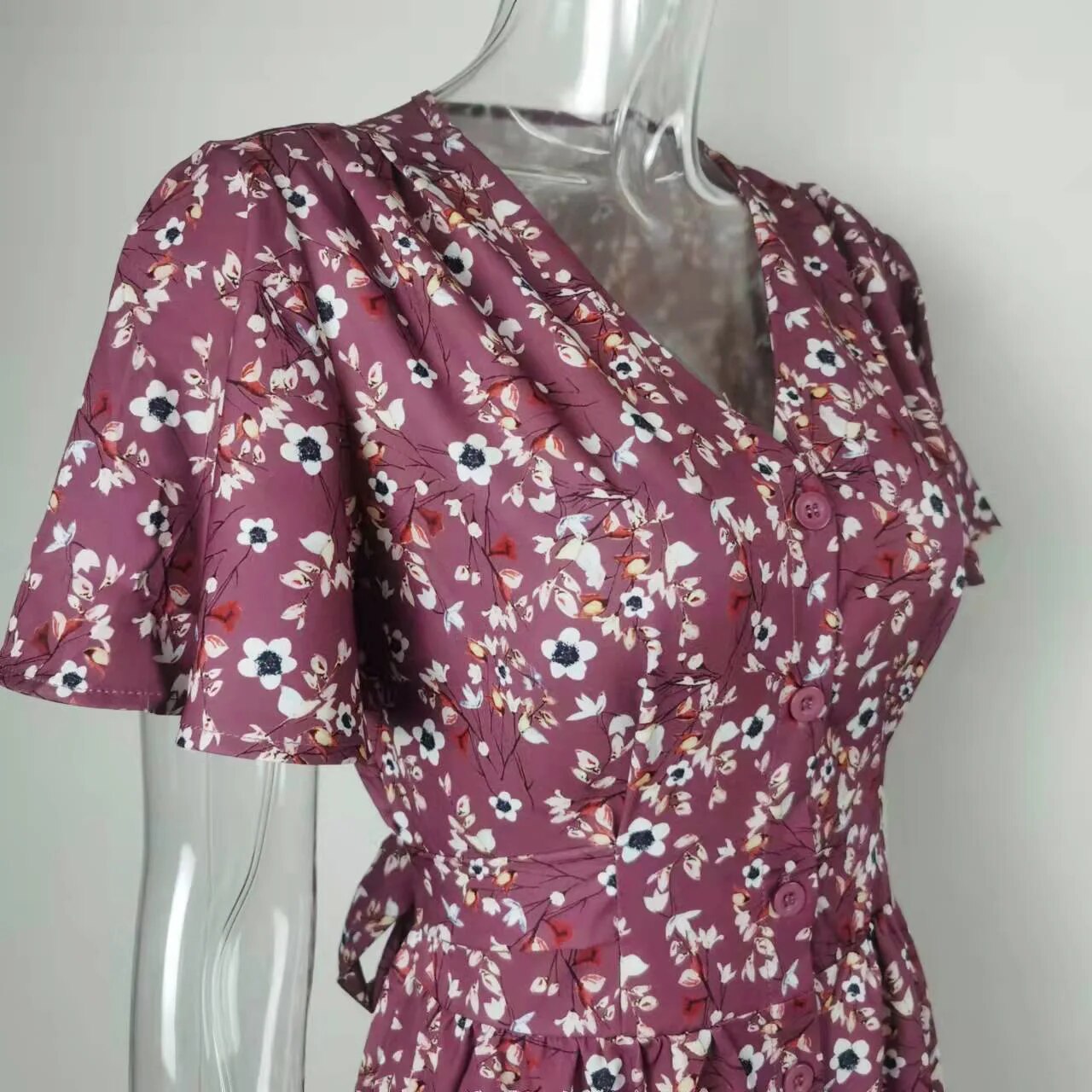 Bohemian Floral Flare Sleeve Dress
