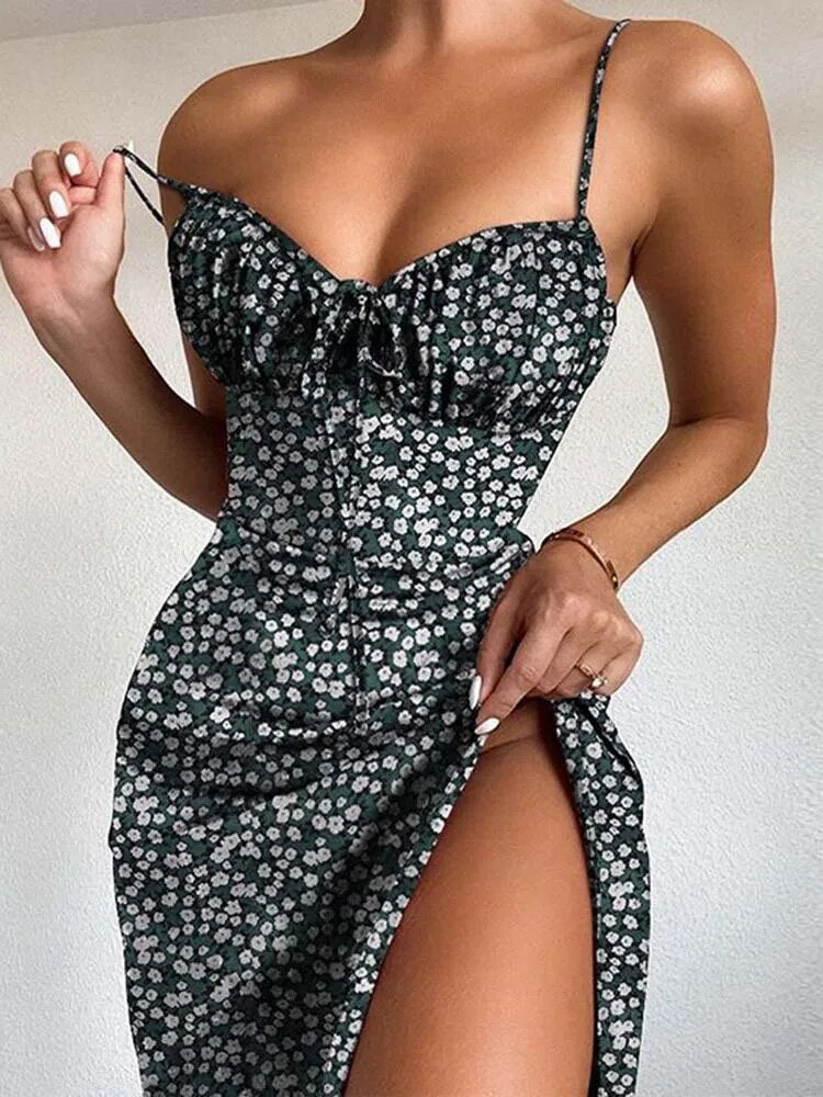 Bohemian Spaghetti Strap Floral Dress
