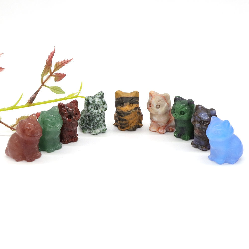 Healing Cat Crystal Stone Statue