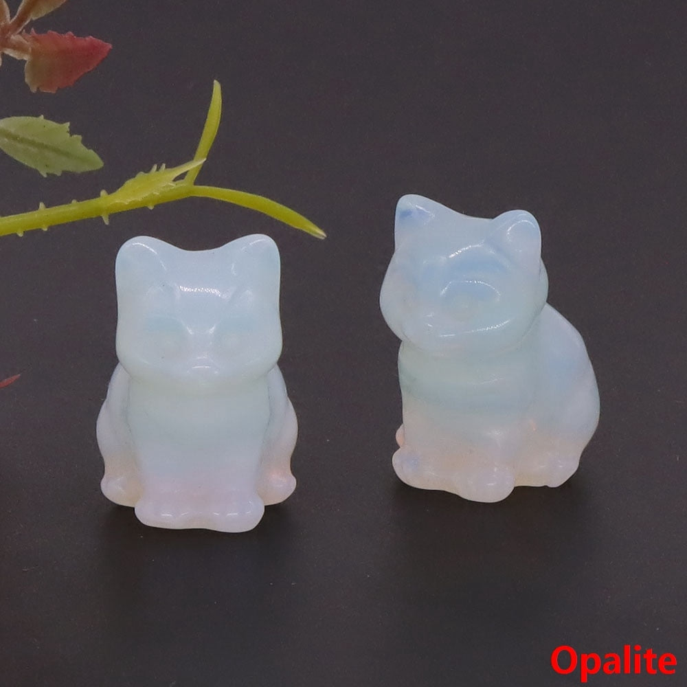 Healing Cat Crystal Stone Statue - Top Boho