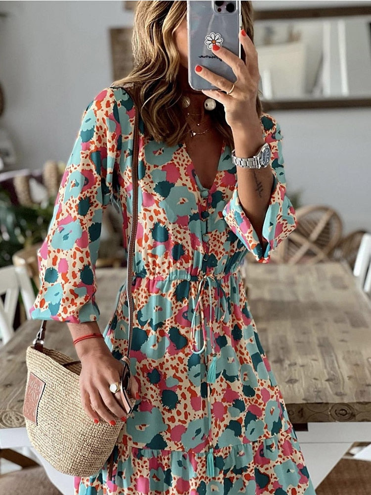 Bohemian Elegant Ruffle Maxi Dress