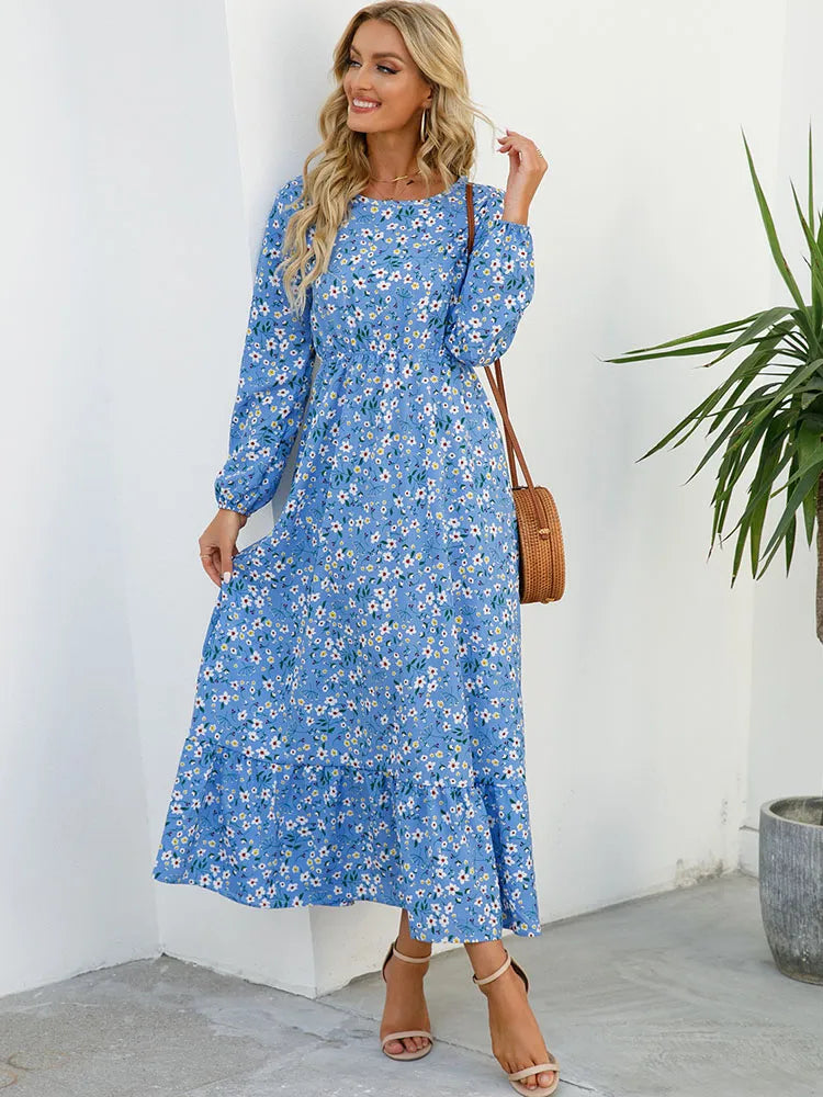 Bohemian Elegant Floral Printed Dress - Top Boho
