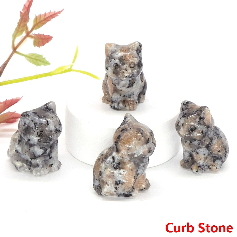 Healing Cat Crystal Stone Statue - Top Boho