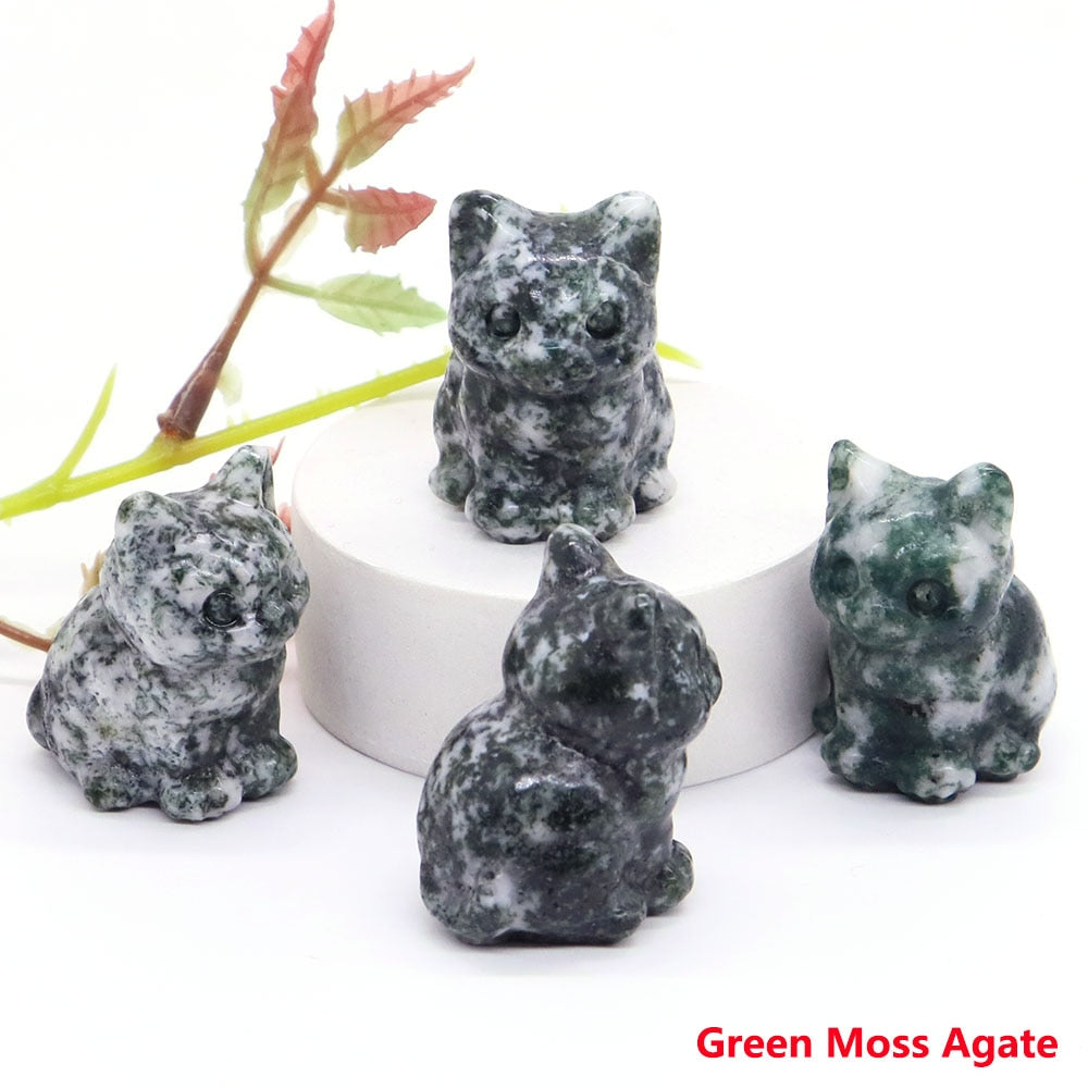 Healing Cat Crystal Stone Statue - Top Boho