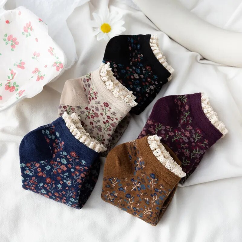 Vintage Boho Lace Floral Socks